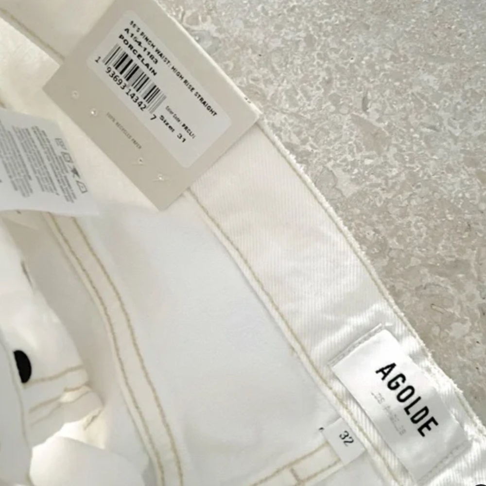 New AGOLDE 90s Pinch Waist High-Rise Straight Leg Jeans White Size 32, New w/Tag - Picture 2 of 6